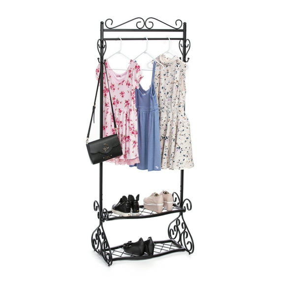Mango Steam Modern Brighton Shoe and Coat Rack Organizer, Black