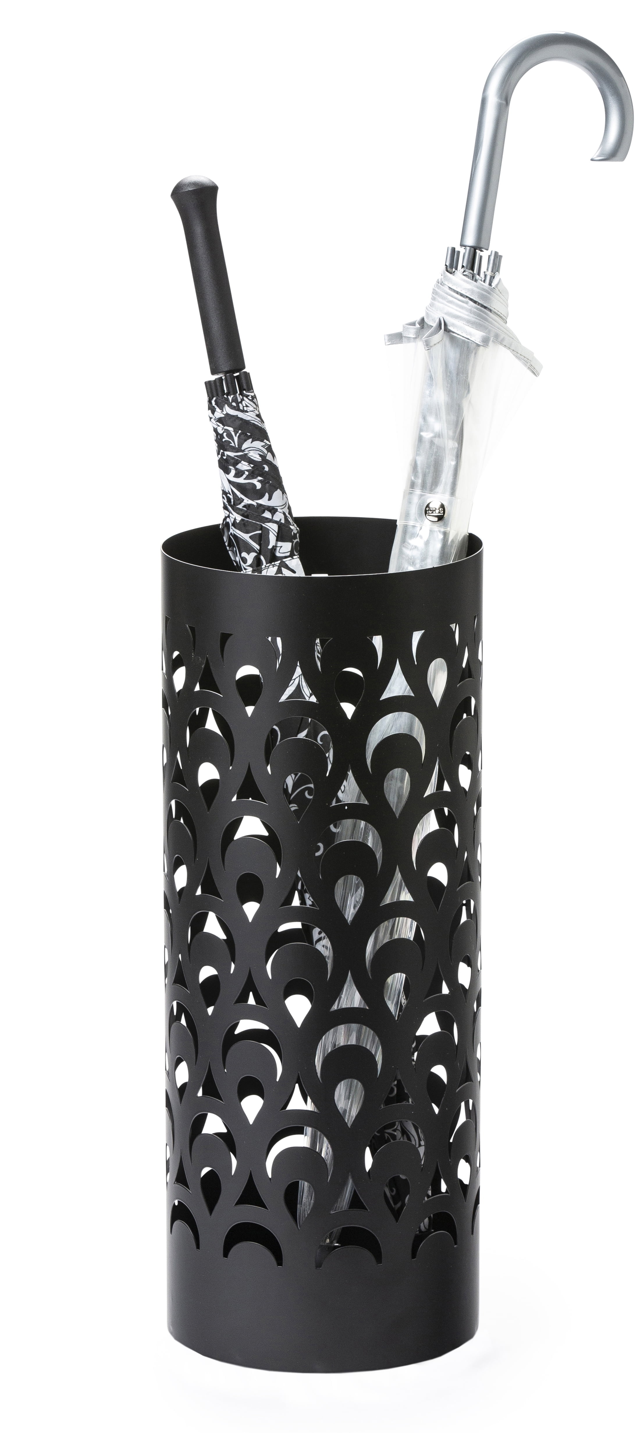 Mango Steam Modern Corner Entryway Umbrella Holder, Peacock Metal Black