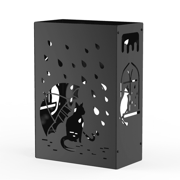 Mango Steam Modern Rectangle Umbrella Rack, Raining Cats for Indoor (Black, Metal)