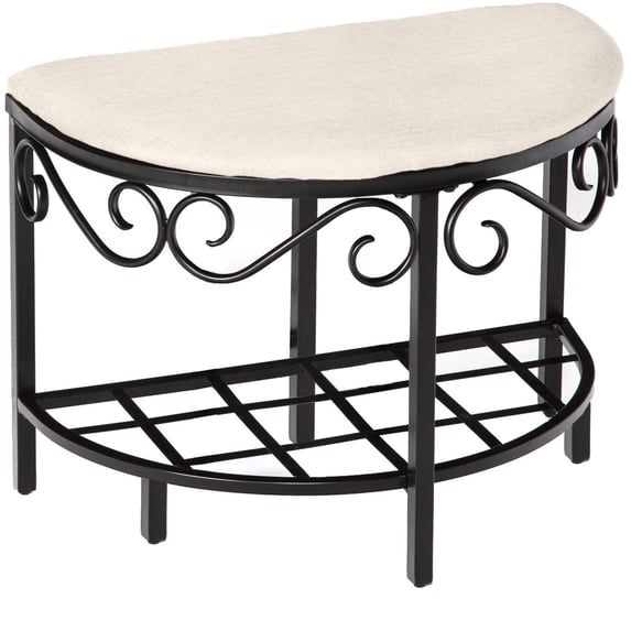 Mango Steam Modern Shoe Bench - Vanity Seat & Dressing Stool - White