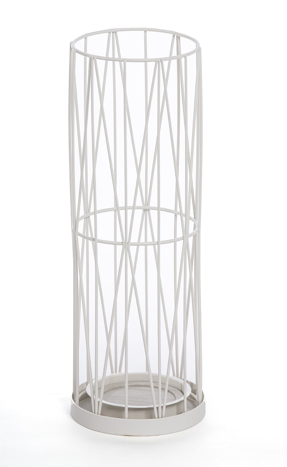 White Metal Round Modern Umbrella Holder with Soakstone Tray