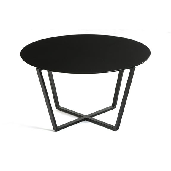 Mango Steam Round Metro Glass Coffee Table - Black