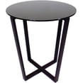 thumbnail image 1 of Mango Steam Round Metro Glass End Table/Side Table/for Living Room & Dining Room - Black Top/Black Base, 1 of 14