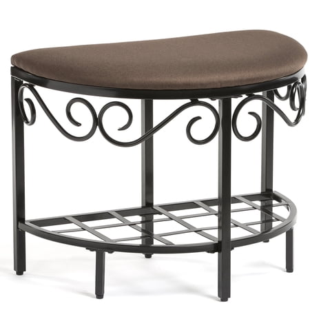 Mango Steam Shoe Bench - Contemporary Vanity Seat - Mocha Brown
