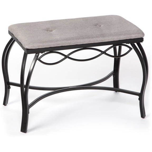 Mango Steam Vanity Seat for Makeup Room, Dressing Stool, Entryway Bench - Gray Shoe Bench