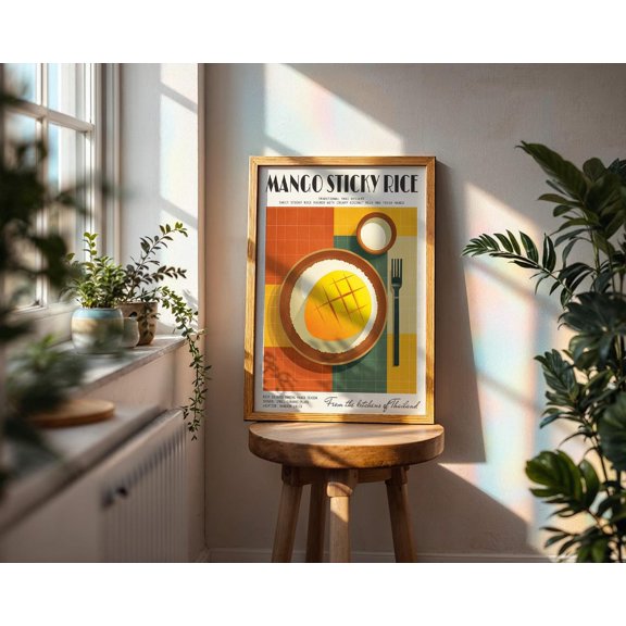 Mango Sticky Rice Art Print Thailand Kitchen Decor