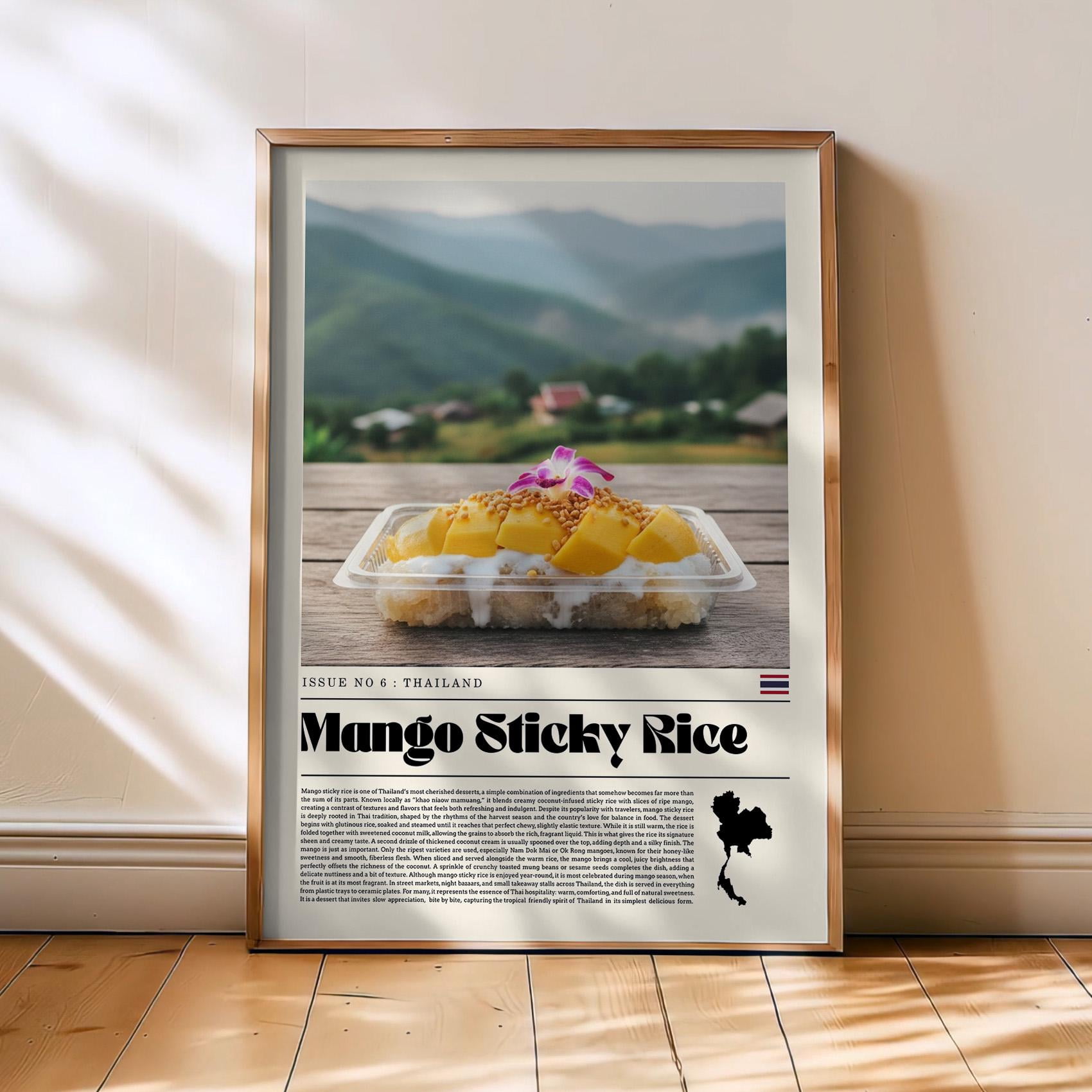 Mango Sticky Rice Poster, Thailand Travel Poster, Retro Food Kitchen ...