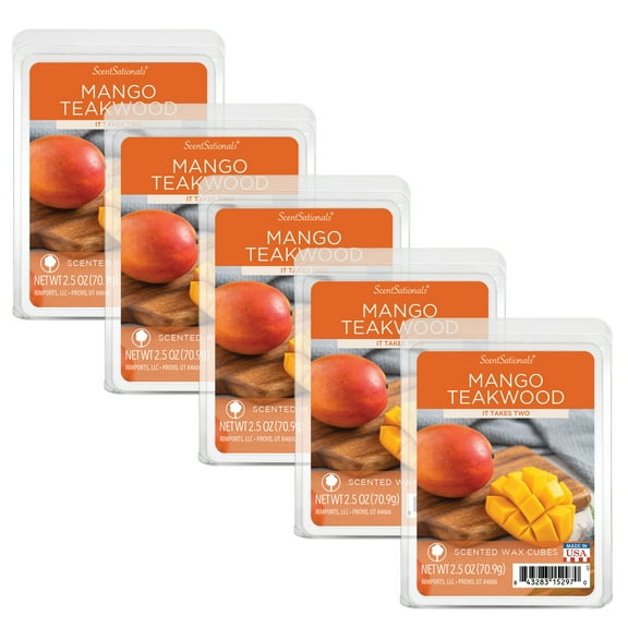 Mango Teakwood Scented Wax Melts, Scentsationals, 2.5oz (5-Pack)