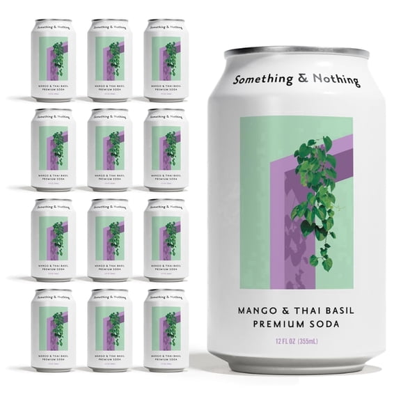 Something & Nothing Mango & Thai Basil Lightly Carbonated Sparkling Water, 12 x 12 fl oz