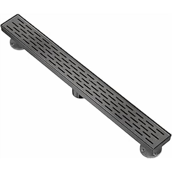 Mango Tile 24 Inch Linear Rectangle Shower Floor Drain Channel for Bathroom, Fast Drainage with Hair Strainer, CUPC Certified, Adjustable Leveling Feet with Removable Pattern Grate, Black