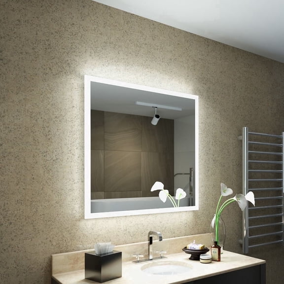 Mango Tile 28"x32" LED Bathroom Mirror Anti-Fog Dimmable 3-Color IP54