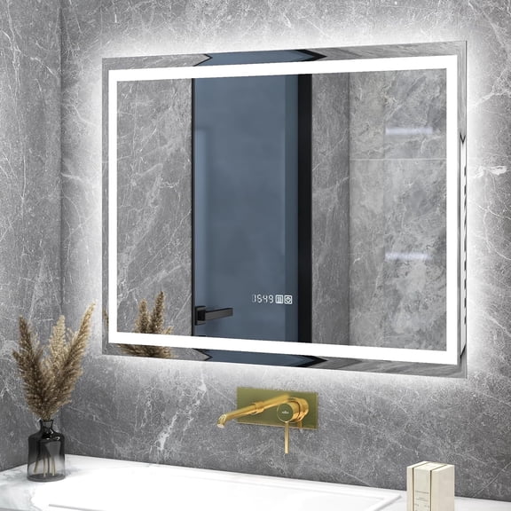 Mango Tile 30"x32" Dimmable LED Bathroom Mirror Anti-Fog Touch 3-Color