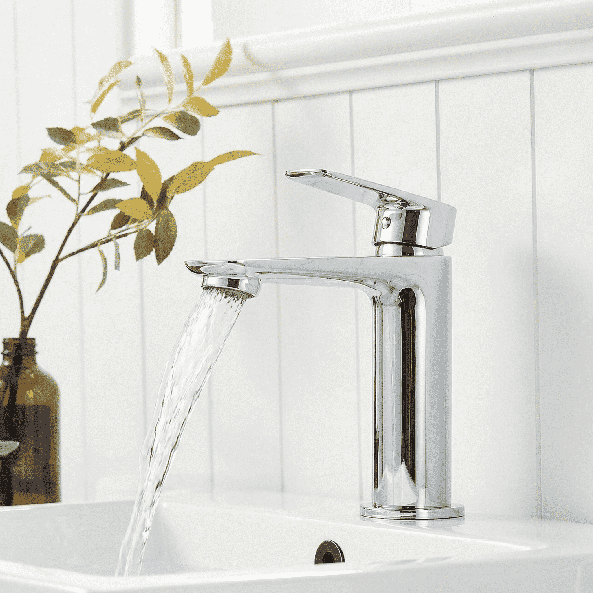 Mango Tile Chrome Single Hole Bathroom Faucet SUS304 Stainless Steel