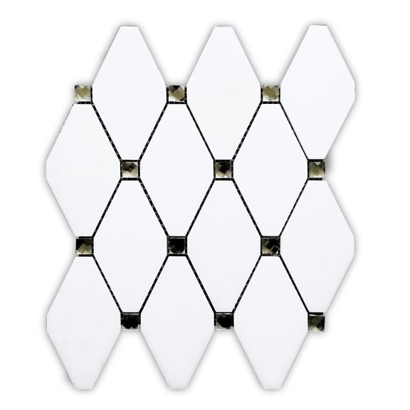 Mango Tile Crystal Diamond White Marble Mosaic Tile Luxurious Marble Backsplashes Wall tiles (11x11 iin) - Backsplash for Kitchen and Bathroom 11 X 11 Inch White Mosaic Wall Tiles DP8945