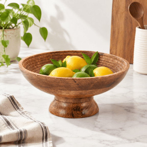 Mango Wood Round Serving Bowl, 12" x 12" x 5", For Fruit, Salad, Snacks and Home Decor