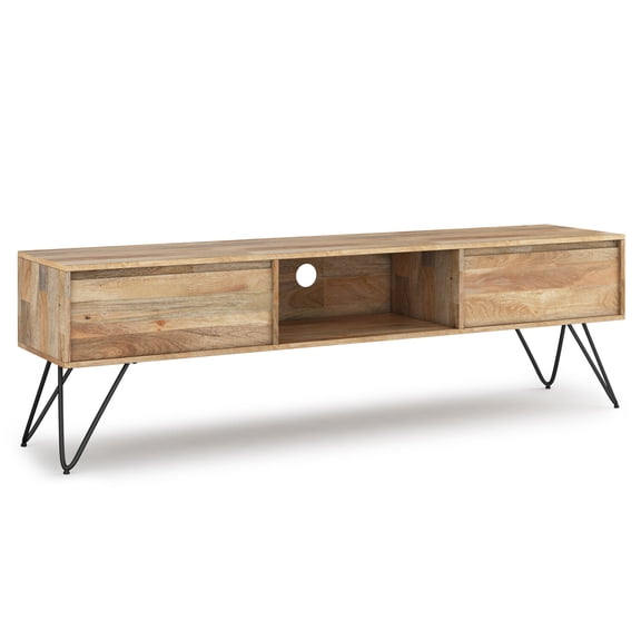Mango Wood TV Media Stand 60 Inch Wide Industrial Style Entertainment Center