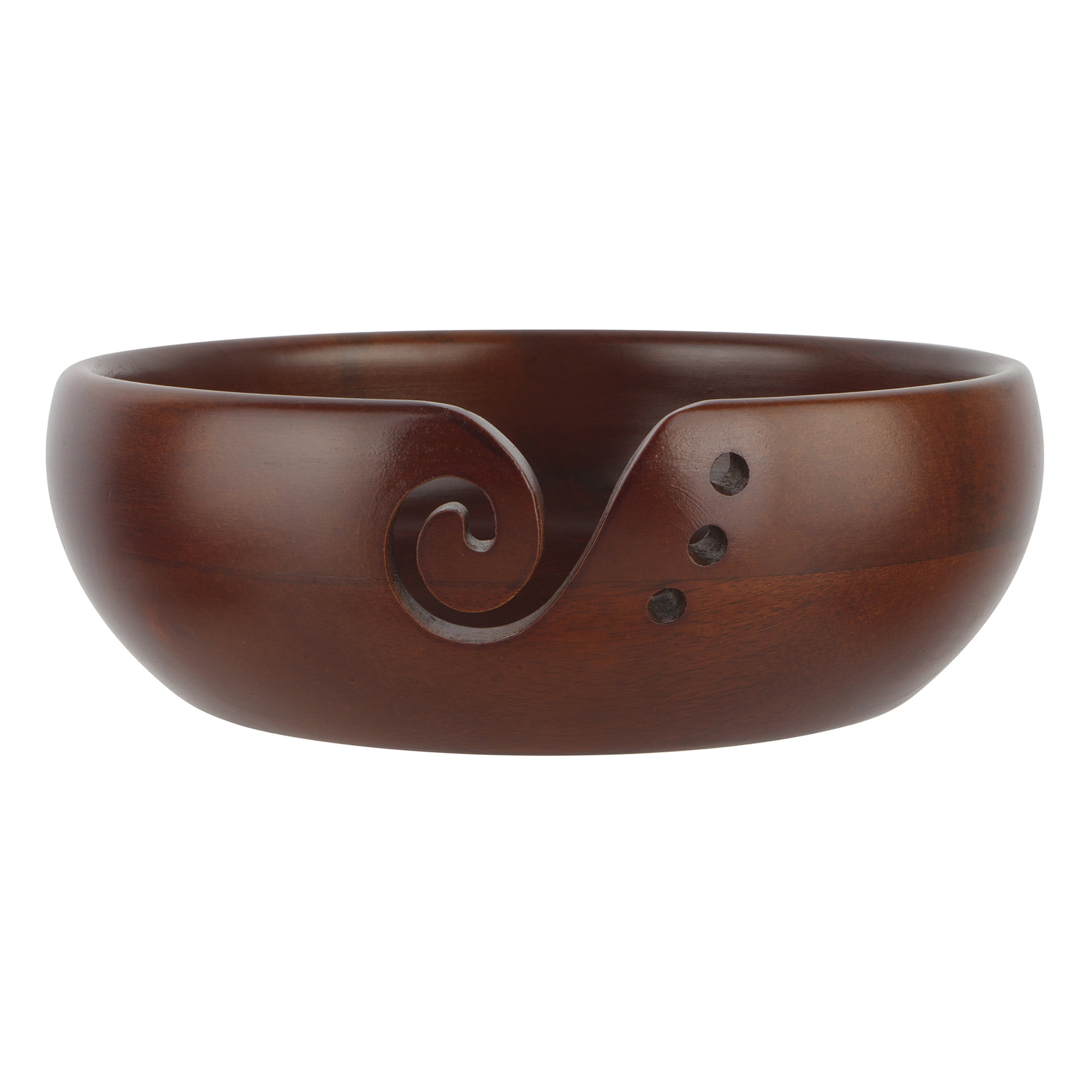 Mango Wood Yarn Bowl by Loops & Threads - Yarn for Knitting - Crochet - Weaving - and Arts & Crafts - Brown