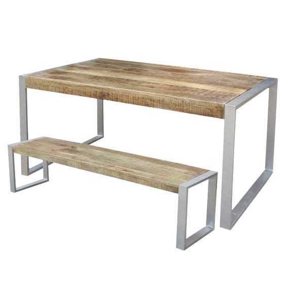 Mango Wood with Silver Legs 3 Piece Dining Set