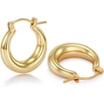 thumbnail image 1 of MangoFeel Chunky Gold Hoop Earrings with 925 Sterling Silver Post, 1 of 6