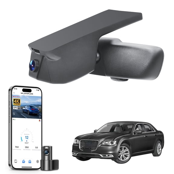 Mangoa Dash Cam 4K Front and Rear 1080p Starvis Sensor Fit for Chrysler 300 & 330C 2015-2023 (Model A), S Touring Touring L Base and etc, Integrated OEM Look, G-Sensor, GPS, 128GB Card