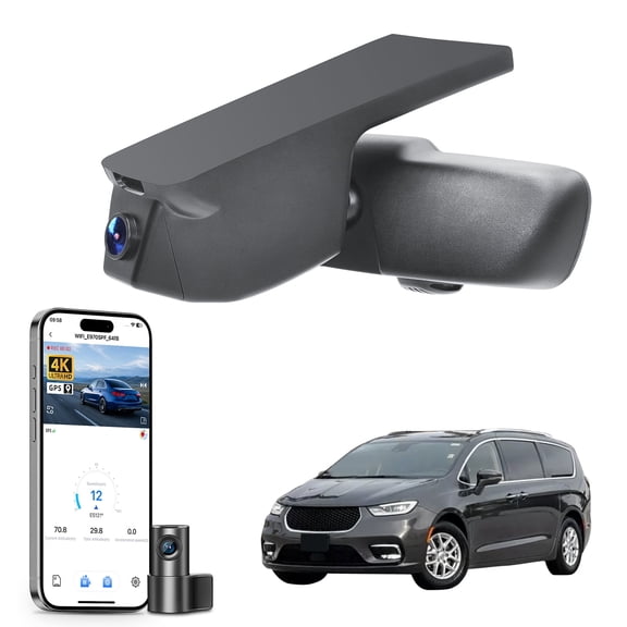 Mangoa Dash Cam 4K Front and Rear 1080p Starvis Sensor Fit for Chrysler Pacifica 2017-2022(Model B),LX Limited Touring-L Touring Touring-L Plus, Integrated OEM Look, GPS, 128GB Card