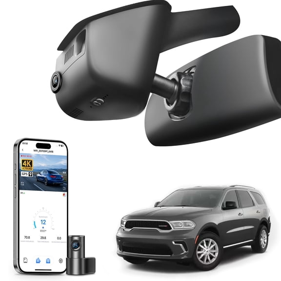 Mangoa Dash Cam 4K Front and Rear 1080p Starvis Sensor Fit for Dodge Durango 2016-2026(Model A), GT R/T SRT SXT, Integrated OEM Look, WiFi & App, GPS, 128GB Card