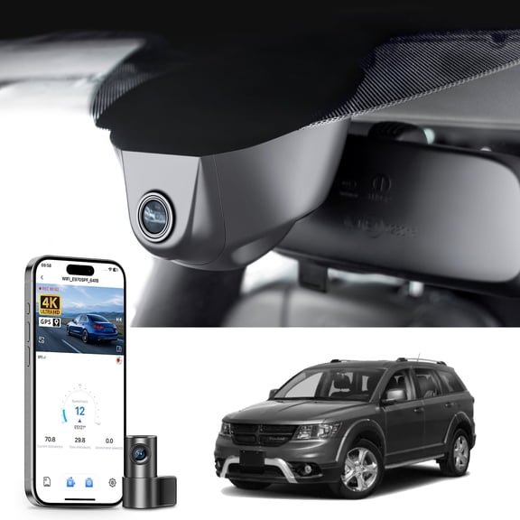 Mangoa Dash Cam 4K Front and Rear 1080p Starvis Sensor Fit for Dodge Journey 2018-2020,Crossroad GT SE SE Value Edition SXT Accessories, Integrated OEM Look, G-Sensor, GPS, 128GB Card