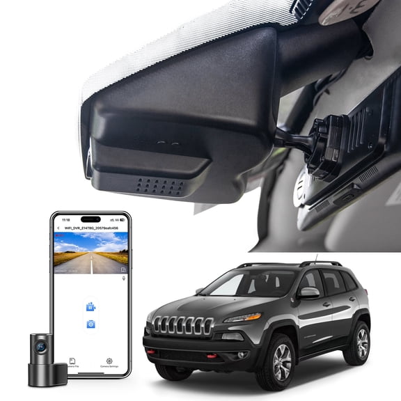 Mangoa Dash Cam 4K Front and Rear 1080p Starvis Sensor Fit for Jeep 5th Gen Cherokee 2014-2018 KL (Model C),Latitude Latitude Plus Limited Trailhawk, Integrated OEM Look, GPS, 128GB Card
