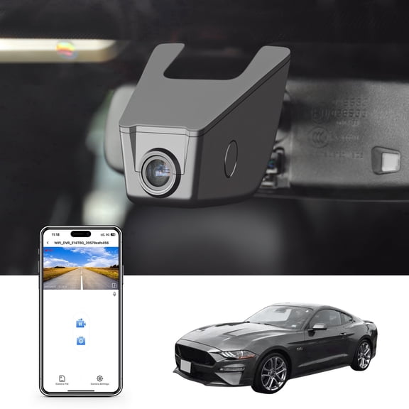 Mangoal 4K Dash Cam Custom Fit for Ford Mustang S550 2015-2021(No a Big Cover), EcoBoost Premium Convertible GT Premiun Mach Fastback (Model B), OEM Look, WiFi & App, GPS, 64GB Card