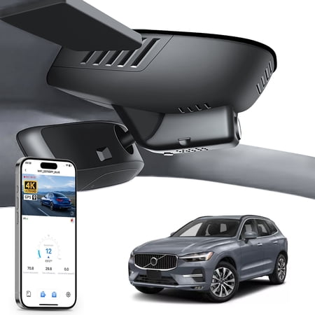 Mangoal 4K Dash Cam Starvis Sensor Custom Fit for Volvo XC60 2022-2026 (Model D), B5 B6 T8 Accessories, OEM Look, WiFi & App, GPS, 64GB Card