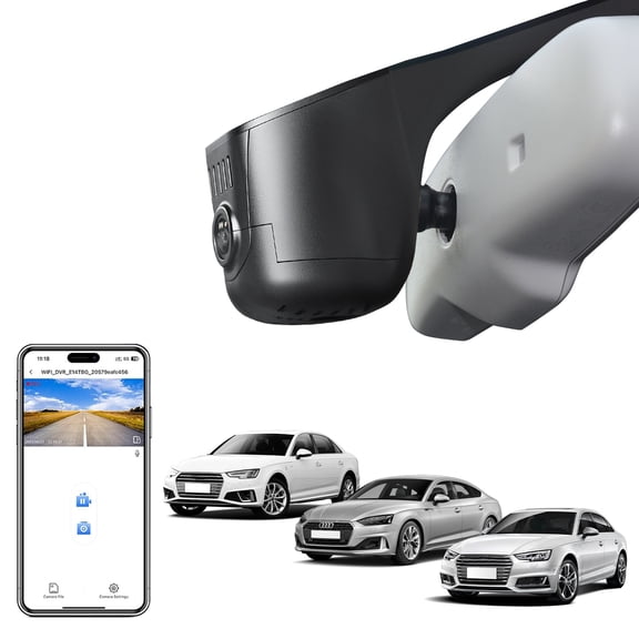 Mangoal 4K Dash Cam Custom Fit for Audi (Model C), OEM Look, UHD 2160P Video, G-Sensor, Loop Recording, WiFi & App, GPS, 64GB Card, Black