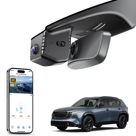 Mangoal 4K Dash Cam Fit for Mazda CX5 2026, 2.5S Select Preferred Carbon Edition Plus Turbo Signature Touring (Model B), Integrated OEM Look, GPS, 64GB Card