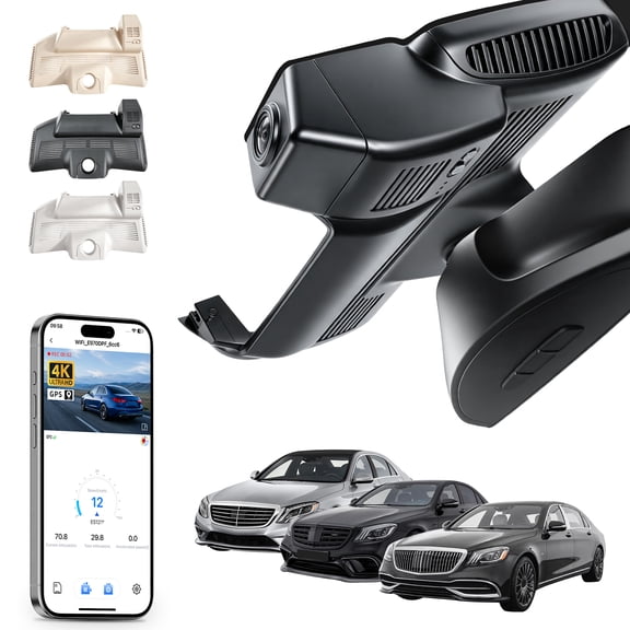 Mangoal 4K Dash Cam Fit for Mercedes-Benz S-Class S450 550 55e 560 600 & S63 S65 AMG & Maybach S560 S600 S650 2012-2021(Model B), G-Sensor, GPS, 64GB Card (Black)