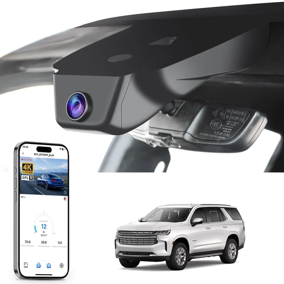 Mangoal 4K Dash Cam Front Custom fit for Chevy 12th Gen Suburban 2023-2026, 5th Gen Tahoe 2023-2026(Model A), LS LT RST Z71 Premier High Country, GPS, 64GB Card