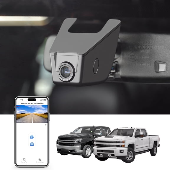 Mangoal 4K Dash Cam Front fit for Chevy Silverado Select 1500 2014-2021; Select 2500/3500 2015-2023 (Model E), No Vehicle Sensor Cover, 2160P Video, WiFi & APP, 64GB Card