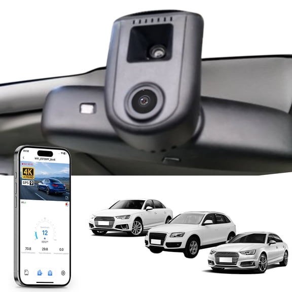 Mangoal 4K Dash Cam Starvis Sensor Custom Fit for Audi (Model D), Integrated OEM Look, WiFi & App, GPS, 64GB Card (Black)