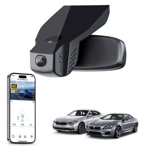 Mangoal 4K Dash Cam Starvis Sensor Fit for BMW Select 6 Series Gen3 F06 F12 F13 2012 2013 2014 2015 2016 2017 2018 2019 M6(Model B), OEM Style, WiFi & APP, GPS, 64GB Card