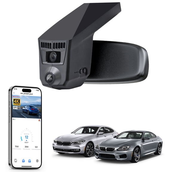 Mangoal 4K Dash Cam Starvis Sensor Fit for BMW Select 6 Series Gen3 F06 F12 F13 2012 2013 2014 2015 2016 2017 2018 2019 M6(Model C), OEM Style, WiFi & APP, GPS, 64GB Card