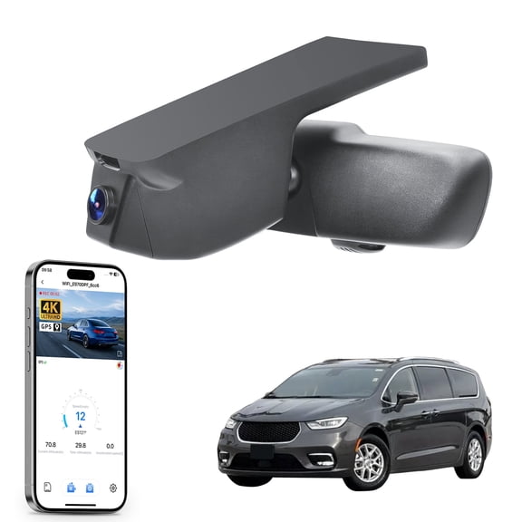 Mangoal 4K Dash Cam Starvis Sensor Fit for Chrysler Pacifica 2017 2018 2019 2020 2021 2022(Model B),LX Limited Touring-L Touring Touring-L Plus, App & WiFi, G-Sensor, GPS, 64GB Card