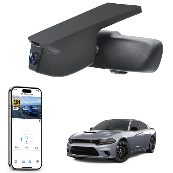 Mangoal 4K Dash Cam Starvis Sensor Fit for Dodge Charger 2015 2016 2017 2018 2019 2020 2021 2022 2023(Model A),GT R/T SRT Hellcat Widebody SXT Scat Pack, Integrated OEM Look, GPS, 64GB Card