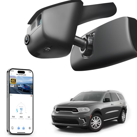 Mangoal 4K Dash Cam Starvis Sensor Fit for Dodge Durango 2016-2026 (Model B), GT R/T SRT SXT, Integrated OEM Look, UHD 2160P, WiFi & App, GPS, 64GB Card