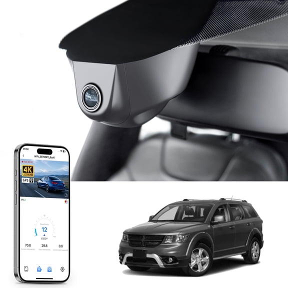 Mangoal 4K Dash Cam Starvis Sensor Fit for Dodge Journey 2018 2019 2020,Crossroad GT SE SE Value Edition SXT Accessories, Integrated OEM Look, App & WiFi, G-Sensor, GPS, 64GB Card