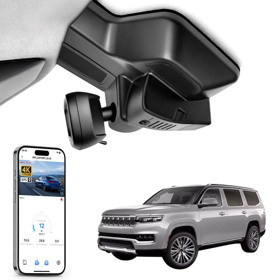Mangoal 4K Dash Cam Starvis Sensor Fit for Jeep Grand Wagoneer & Grand Wagoneer L 2022 2023 2024 2025 2026, Series l Series ll Series ll Obsidian Series LLL etc, OEM Style, GPS, 64GB Card