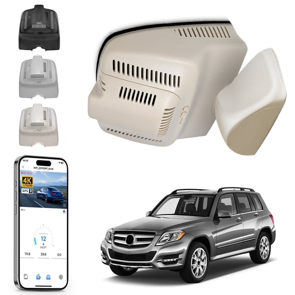 Mangoal 4K Dash Cam Starvis Sensor Fit for Mercedes-Benz GLK X204 2010 2011 2012 2013 2014 2015(Model B), GLK250 GLK350, OEM Style, WiFi & APP, GPS, 64GB Card(Beige)