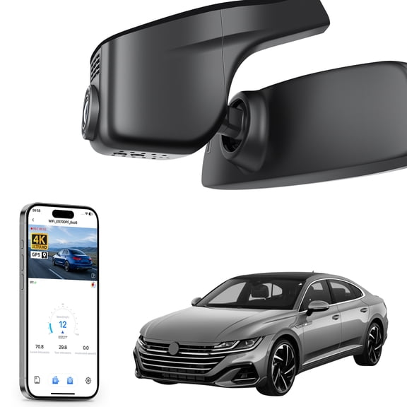 Mangoal 4K Dash Cam Starvis Sensor Fit for Volkswagen Arteon 2018-2024 SE SEL Premium R-line Elegance(Model A), Integrated OEM Look, UHD 2160P Video, App & WiFi, GPS, 64GB Card(Black)