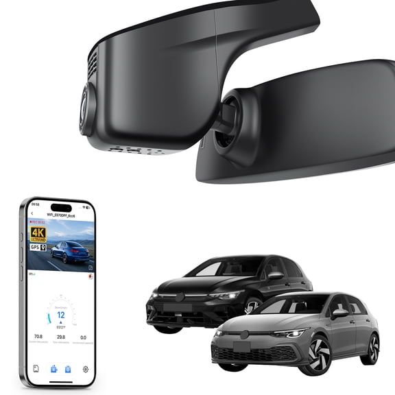 Mangoal 4K Dash Cam Starvis Sensor Fit for Volkswagen Golf & Golf GTI & Golf R MK 7/7.5/8 2015-2025(Model A), Integrated OEM Look, App & WiFi, G-Sensor, GPS, 64GB Card(Black)