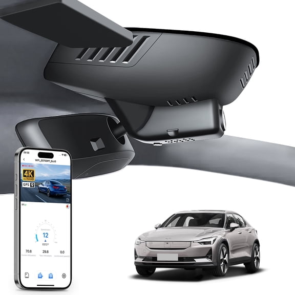 Mangoal 4K Dash Cam Starvis Sensor Fit for Volvo Polestar 2, 2021 2022 2023 2024, Integrated OEM Look, UHD 2160P Video, WiFi & App, Loop Recording, GPS, 64GB Card