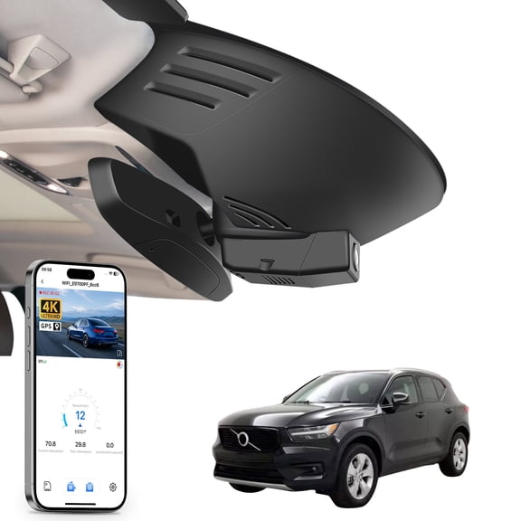 Mangoal 4K Dash Cam Starvis Sensor Fit for Volvo XC40 2019-2022 (Model A),T4 T5 Accessories, Integrated OEM Look, UHD 2160P Video, WiFi & App, Loop Recording, GPS, 64GB Card