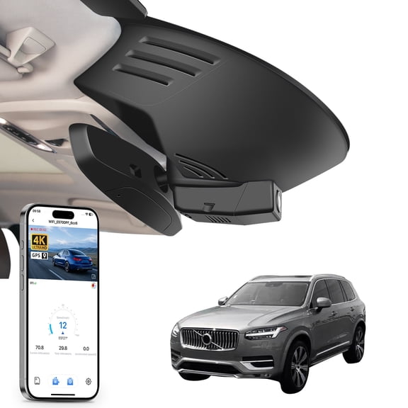 Mangoal 4K Dash Cam Starvis Sensor Fit for Volvo XC90 2016 2017 2018 2019 2020 2021 2022 (Model A),T5 T6 T8, Integrated OEM Look, GPS, 64GB Card