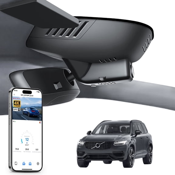 Mangoal 4K Dash Cam Starvis Sensor Fit for Volvo XC90 2023 2024 2025 2026(Model B), Integrated OEM Look, UHD 2160P Video, WiFi & App, Loop Recording, Easy to Install, GPS, 64GB Card